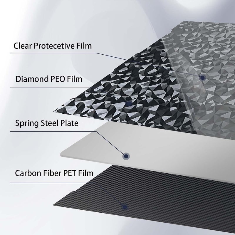 IdeaFormer-3D Diamond PEO+Carbon Fiber PET Build Plate for Anycubic Kobra 3/Kobra 3 V2/Kobra 3 Combo, Double Sided PEO PET Spring Steel Plate Flexible Sheet for 256x268mm Kobra 3 Series - Image 2